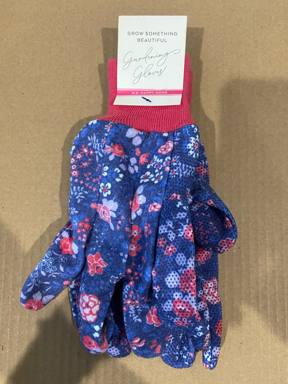 Gardening Gloves - Blue Floral with Pink Cuff